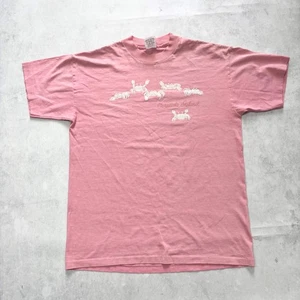 Vintage T-Shirt Herren Medium Rosa Einzelnaht Grafikdruck 90er Tourist (E) - Bild 1 von 6