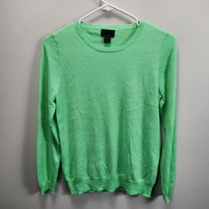 J Crew Sweater Women's M Lime Green 100% Italian Cashmere Quiet Luxury Old Money - Picture 1 of 8