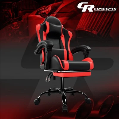 Red Adjustable Recliner Computer Gaming Chair w/ Linkage Armrest & Footrest - Image 1 of 4