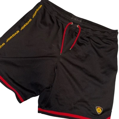 Pantalones Cortos Jordan Jumpman Shield Malla Negro Rojo Amarillo Logo Cinta Talla L Baloncesto Foto 1 de 4