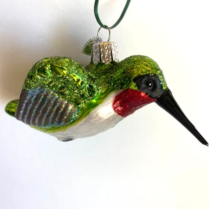 Alte Welt Weihnachten KOLIBRI (16055) mundgeblasenes Glas Ornament grün - Bild 1 von 12
