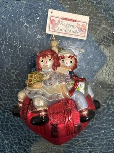 KURT ADLER Polonaise Collection RAGGEDY ANN & ANDY Valentine GLASS Ornament - Picture 1 of 6