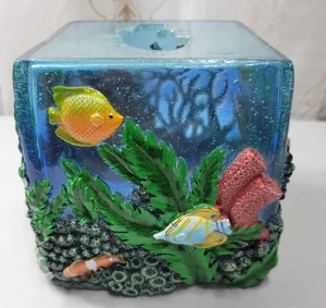 2007 Blue Lagoon Hand Painted 3D Poly-Resign Tissue Box Cover - Picture 1 of 10