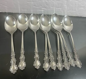 Set of 9 Stainless Oneida TEASPOONS SHELLEY Heirloom Cube Floral 6" - Picture 1 of 5