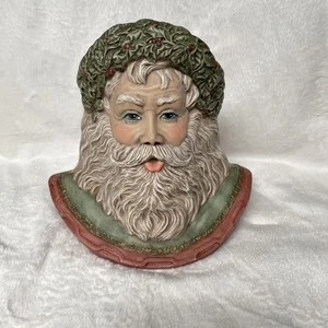 Vintage handbemalte Keramik Weihnachtsmann Büste alte Welt Stil 9 Zoll - Bild 1 von 8