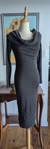 Kookai Size 10 Charcoal Marle Winter Wool Midi Dress Perfect Condition - Picture 1 of 7