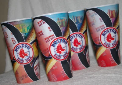 Nuevo Lote de 4 Piezas Boston Red Sox Melamina Grande 20 Oz Taza/Taza Peso Pesado Foto 1 de 4
