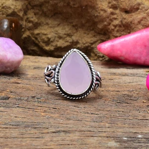 Startling Rosa Cuarzo Gema 925 Plata de Ley Handmade Anillo Todas las Tallas - Imagen 1 de 3