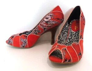 Ruby Shoo - Orange scalloped peep toe stiletto shoes - Size 7 / 40 - Picture 1 of 5