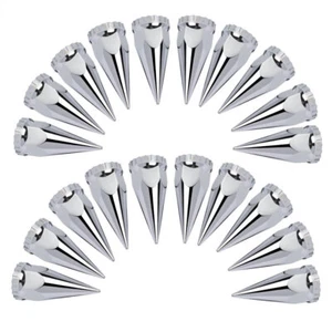 20X 33mm Thread-on Spiked Lug Nut Covers ABS Chrome Plastic For Semi Truck - Picture 1 of 9