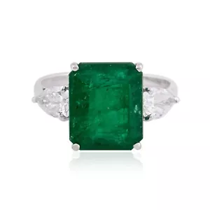 5.82 TCW Natürlich Sambianischer Smaragd Ring Kunstdiamanten Grown Cvd Diamant - Bild 1 von 7