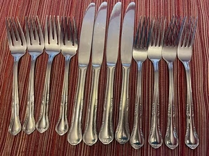 12 Pfaltzgraff PRESLEY Stainless Flatware Replacement Dinner Salad Forks Knives - Picture 1 of 9
