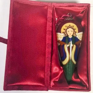 Chase Reverse Glass Art Blown Angel Christmas Ornament Hand Painted Signed w Box - Picture 1 of 18