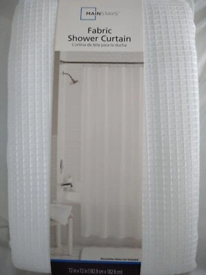 Cortina de ducha de tela Mainstays Waffle blanca 72x72 Foto 1 de 4