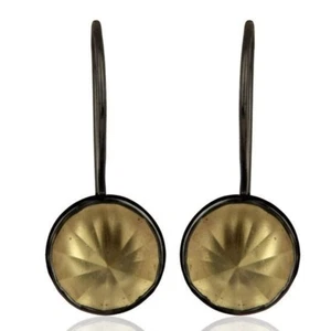 Lemon Topaz Gemstone Dangle Earring 925 Sterling Silver Black Rhodium Jewelry - Picture 1 of 5