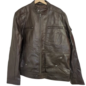Isaac & David braune Lederjacke mit Reißverschluss und Verschlüssen - Herren XL - Bild 1 von 8