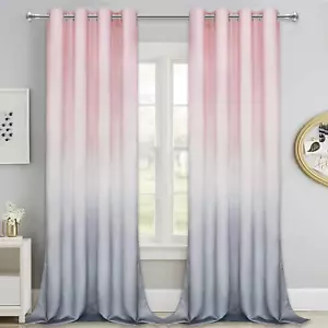 Ombre Gradient Window Curtains, Pink to Grey 2 Tone Curtain Panel, Window Dra... - Picture 1 of 9