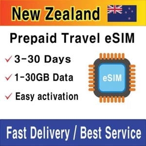 Carte SIM Voyage Nouvelle-Zélande (eSIM) | 1-30 Go | 3-30 jours | Activation du QR Code - Photo 1 sur 4
