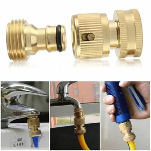 Water Hose Quick Connect 3/4" Garden Hose Fit Female Male Brass Connector Set - Picture 1 of 17