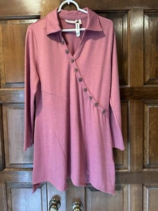 Haut chemise tunique boutonnée asymétrique tricot Tamara environnement doux taille M - Photo 1/6
