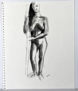 17" Vintage Pencil Drawing Young Woman Nude Body Sketch Candace McCall VI - Picture 1 of 5