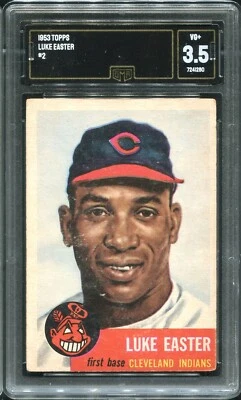 1953 Topps #2 Luke Easter Cleveland Indians - GMA 3.5 VG+ - Image 1 of 2