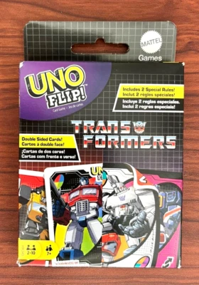 UNO FLIP Transformers Juego de Cartas Doble Cara Noche Familiar 2 - 10 Jugadores Foto 1 de 2