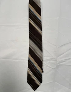 Cravatta a righe JCP marrone blu beige larga 2,75 - Foto 1 di 2
