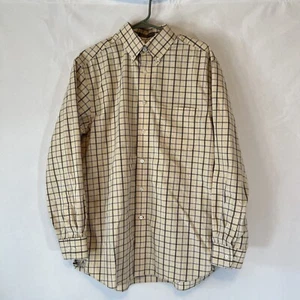 Daniel Cremieux Plaid Button Down Shirt Men's Med Beige Regular Fit Long Sleeve - Picture 1 of 16