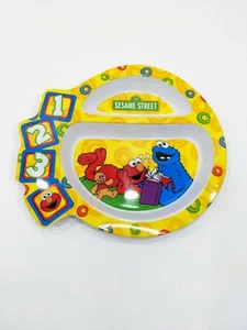The First Years Sesame Street 123 Divided Plate Plastic 2005 Yellow Toddler  - Picture 1 of 3