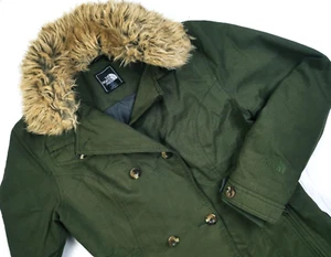 *HOT Women THE NORTH FACE PRIMALOFT DOUBLE BREAST FUR OLIVE TRENCH COAT Jacket M - Picture 1 of 15