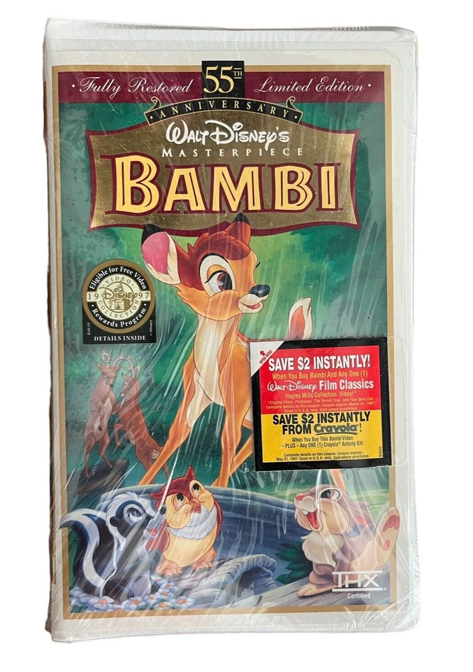Bambi: 55th Anniversary Walt Disney's Masterpiece (VHS, Limited Edition)
