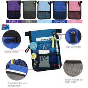 Nurse Pouch Bag Vet Physio Teacher Medical Pockets Waist Belt Wallet Keyring AU - Picture 1 of 17