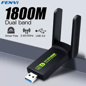 Wifi 6 1800Mbps USB 3.0 Wifi Adapter Dual Band Driver Free Wireless Network Card - Picture 1 of 7