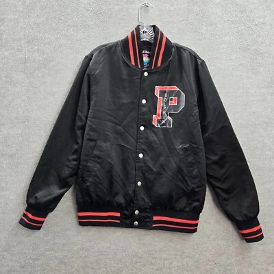 Pink + Dolphin Men Jacket M Black Bomber Varsity Paint Splatter Quilted Lined - Image 1 of 4