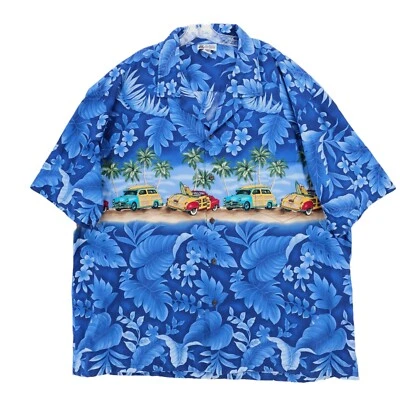 Camisa ALOHA REPUBLIC Azul Floral Hawaiana Para Hombre Abotonada Manga Corta Talla: 4XL Foto 1 de 4