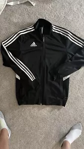 Boys Adidas Black and white striped classic jacket size Adult Small - Picture 1 of 3