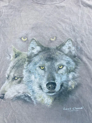 Camiseta De Colección Lost Creek Outfitters Wolf Talla XL Wolf Face Marrón Gris Foto 1 de 4