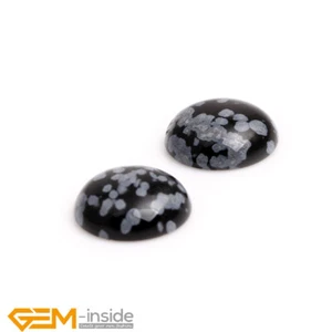 Black Snowflake Obsidian CAB Cabochon Natural Gemstone Beads Jewelry Making 5Pcs - Picture 1 of 40
