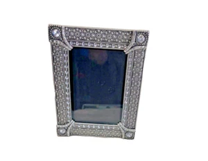 Beautiful Picture Frame 3X5 Silver Meta Clear Faux Stones - Picture 1 of 4