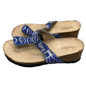 Rialto Slip On Sandals Cork Thong Slides Sequin Beads Embellished R4254 6M - Picture 1 of 10