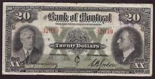 1938 Bank of Montreal $20 banknote nice FINE
