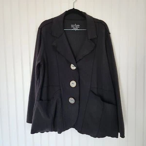 NEON BUDDHA Black Ribbed Lagenlook Cotton Blend Cardigan Sweater 1X - Picture 1 of 7