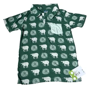 Kickee Pants NWT Bamboo Topiary Tuscan Sheep Polo 6/8 Small - Picture 1 of 2