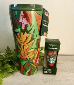 NEU MIT ETIKETT STARBUCKS X FARM RIO BANANENBLÄTTER TUMBLER & SCHLÜSSELANHÄNGER - Bild 1 von 3