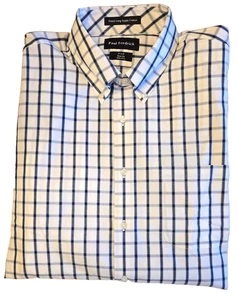 Camisa Paul Frederick 17x37 Azul con Cuadros Blancos Manga Larga Para Hombre Delgada - Imagen 1 de 5