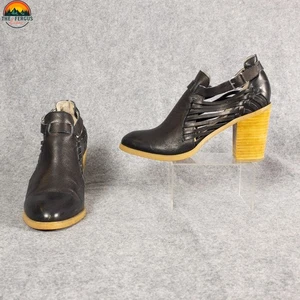 Latigo Jasmine Ankle Booties Black Adjustable Strap Block Heels Women's Size 7 M - Picture 1 of 11