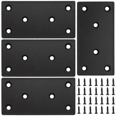 Soportes metálicos planos de 6 piezas, placa de montaje de 40x80 mm, cuadrado recto, reparación Foto 1 de 4