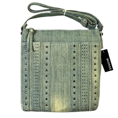 Bolso Bandolera George Azul Denim Sophia Bling Tachonado Estrás Nuevo Foto 1 de 4