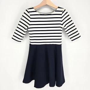 Usado en excelente estado! Vestido Polo Ralph Lauren Niñas Calce Acampanado Blanco Azul Marino Rayas Talla 6 - Imagen 1 de 5